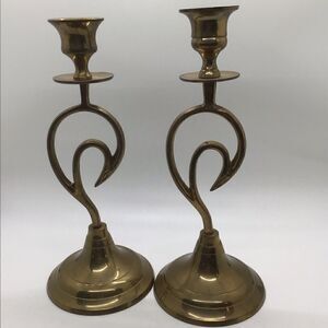 Pair of Vintage Solid Brass Candlesticks